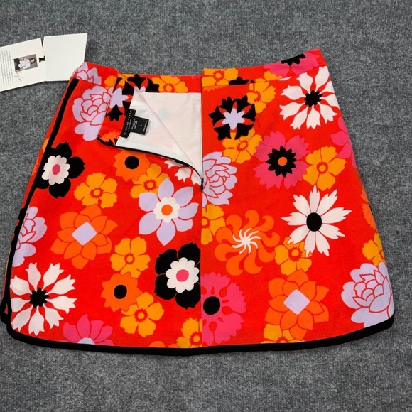 NEW Victoria Beckham for Target Skirt Orange Floral Lined Back Zip - Picture 8 of 9